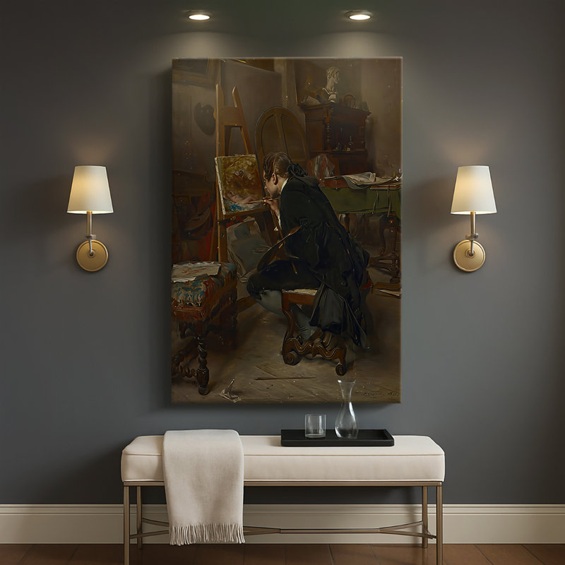 A Painter - Gallery, toile tendue par Jean-Louis-Ernest Meissonier, 40 po x 60 po