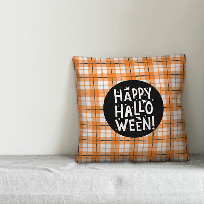  Happy Halloween Plaid Throw Pillow