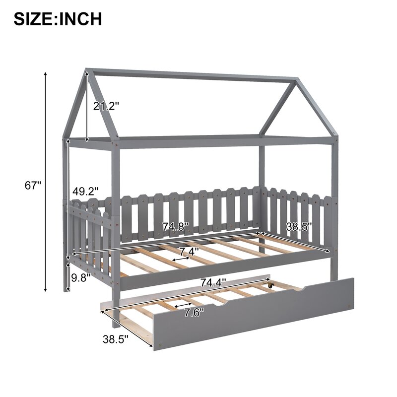 Sand & Stable Baby & Kids Topsham Solid Wood Daybed with Trundle ...