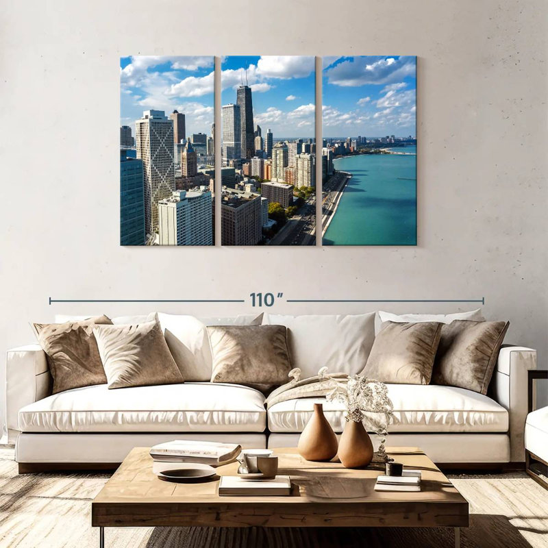 Sebbie, Chicago, front de mer, horizon, H 48 po x l 74 po