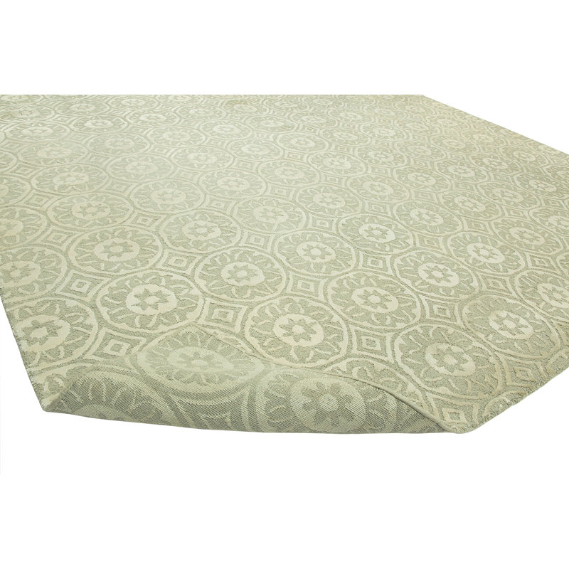 Wool Geometric Area Rug in Ivory, Rectangle 5' x 7'