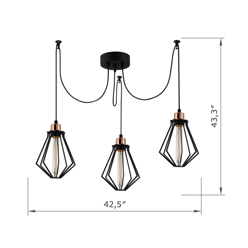 Lustre en métal 3 lumières