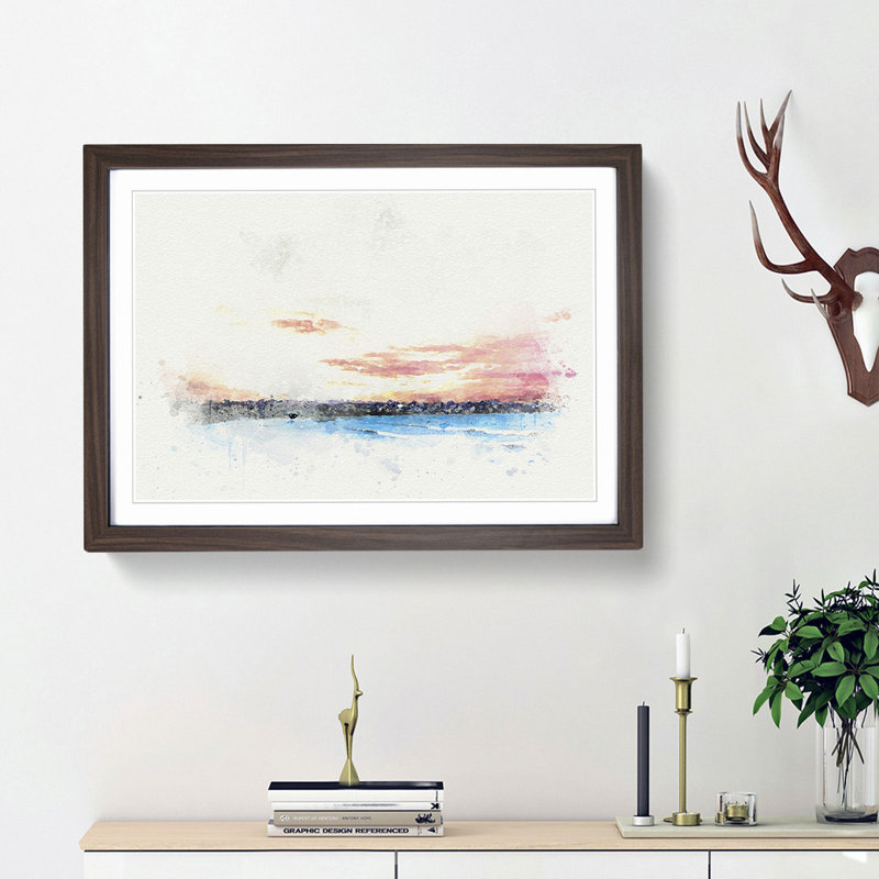 Newport Rhode Island Beach in Abstract - Picture Frame Graphic Art Print, 48cm H x 65cm W x 2cm D, Walnut Framed