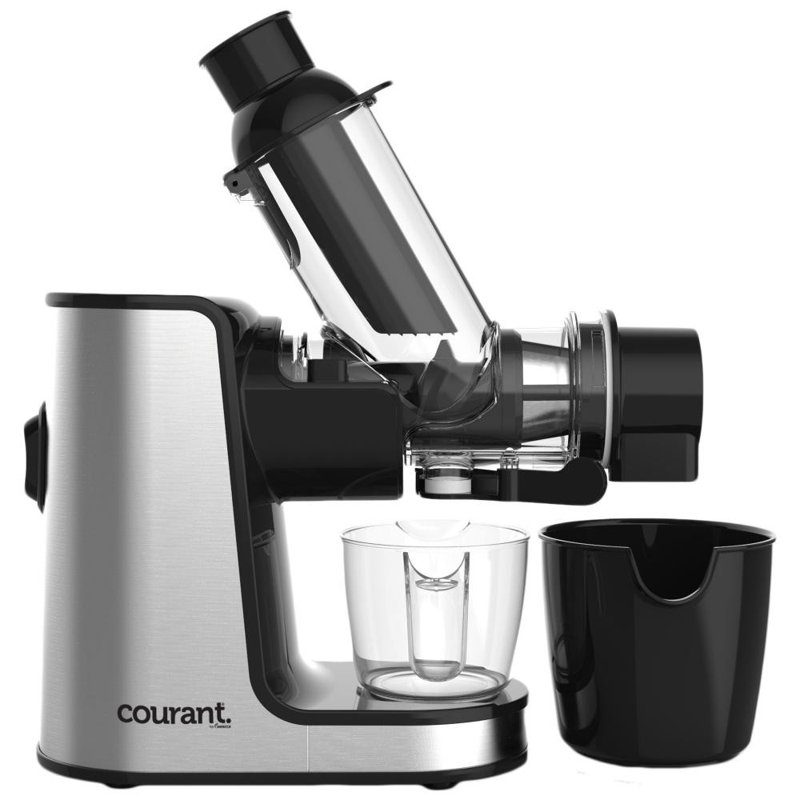 Extracteur de jus horizontal horizontal - Pièces transparentes et détachables - Fonction inversée - Comprend un pichet à jus et un bac à pulpe, 150 watts