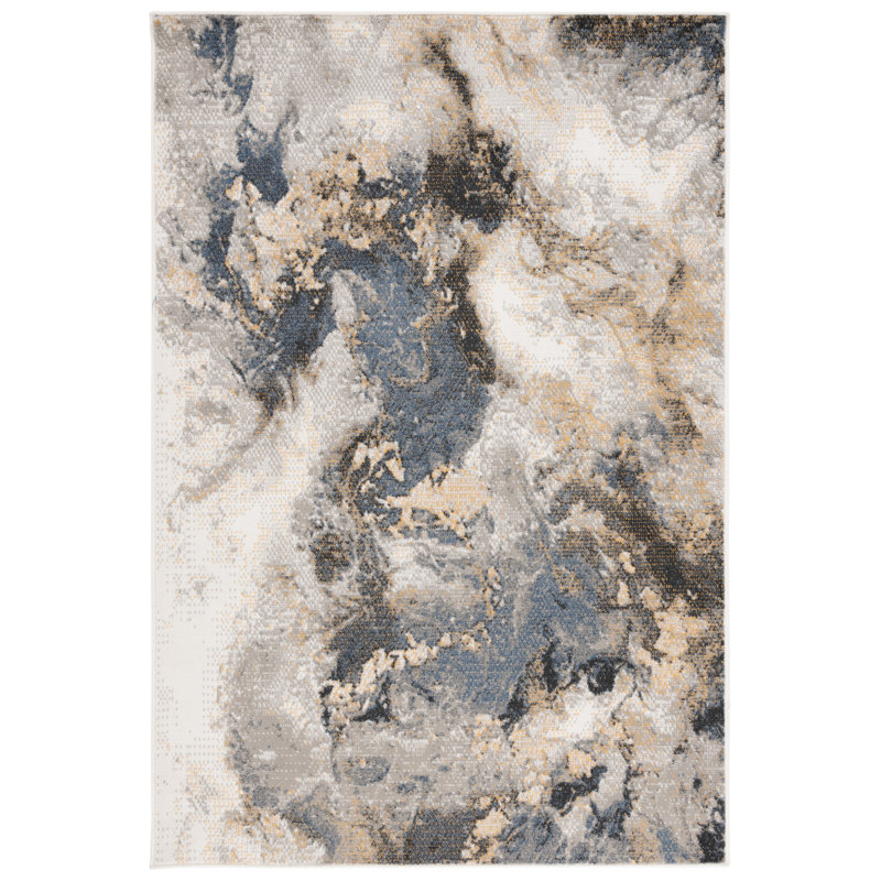 Tapis gris / bleu marine en jute tissé à la machine Bonsell, Rectangle 8 pi x 10 pi