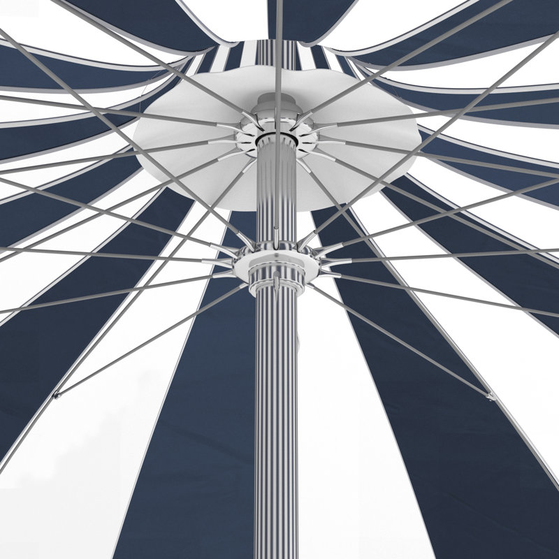 Parasol de marché rayé Tayeko, Bleu foncé