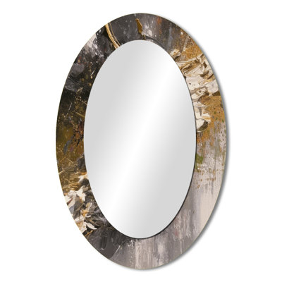 Dreams Of Abundance Black And Gold - Gold Modern Oval Wall Mirror