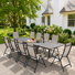 Ensemble de salle à manger de patio pour 4 à 10 personnes en aluminium avec table extensible et fauteuils inclinables pliés