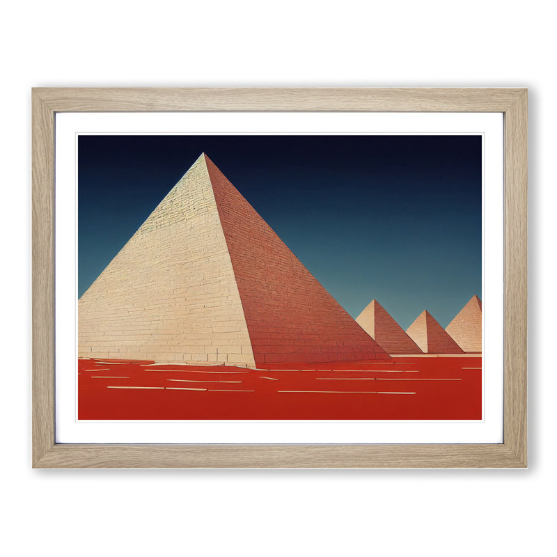Awesome Pyramids - Single Picture Frame Print, 34cm H x 46cm W x 2cm D, Oak