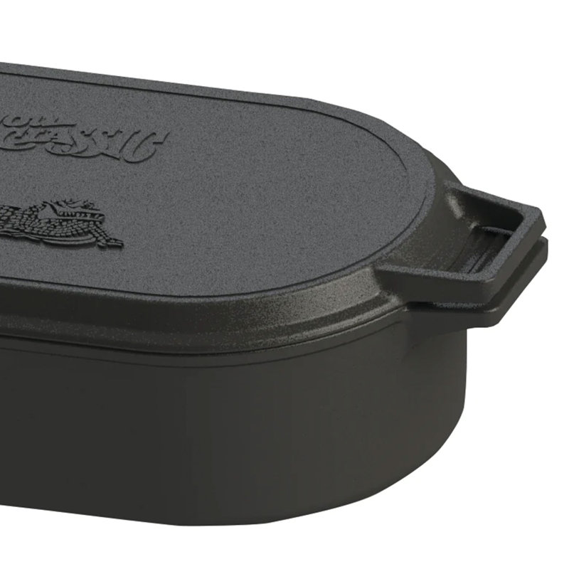Bayou Classic Black Cast Iron 6-Quart Oval Fryer with Lid