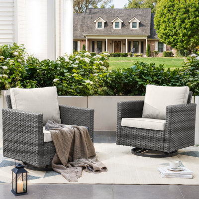 Naresa Wicker Swivel Glider Chairs With 4 Inch Olefin Cushions by Ebern Designs