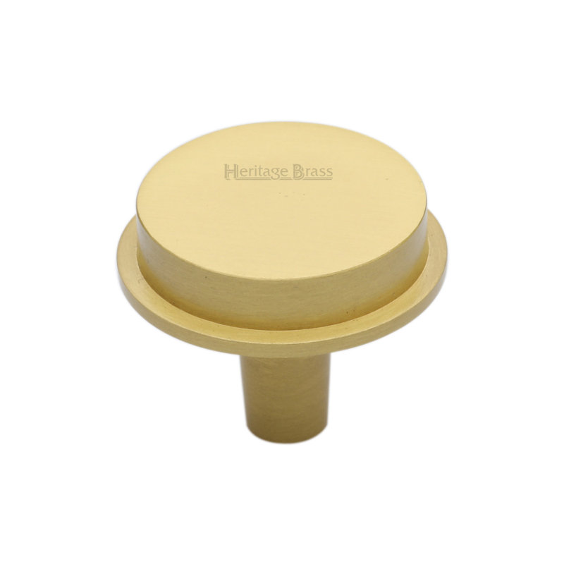 Heritage Brass Heritage Flat Round Knob Design 32mm, Satin Brass