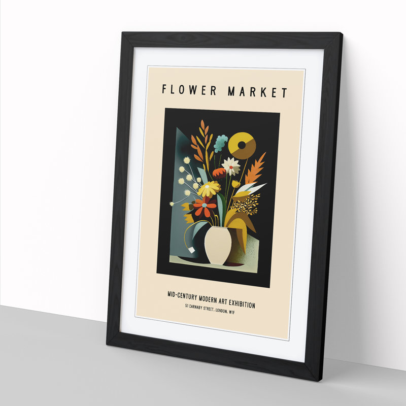 Mid Century Flower Market Exhibition No.1 - Framed Print, 46cm H x 34cm W x 2cm D