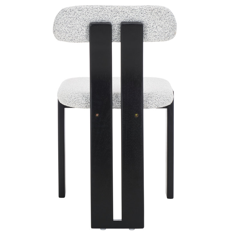 Cayde Boucle Dining Chair, Black w/ White, Black