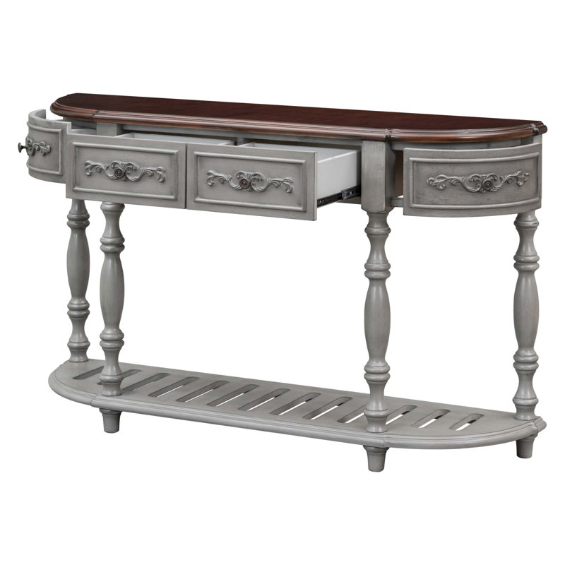 Modern And Contemporary Curved Console Table Sofa Table Entryway Table For Hallway Living Room With 4 Drawers And 1 Shelf
