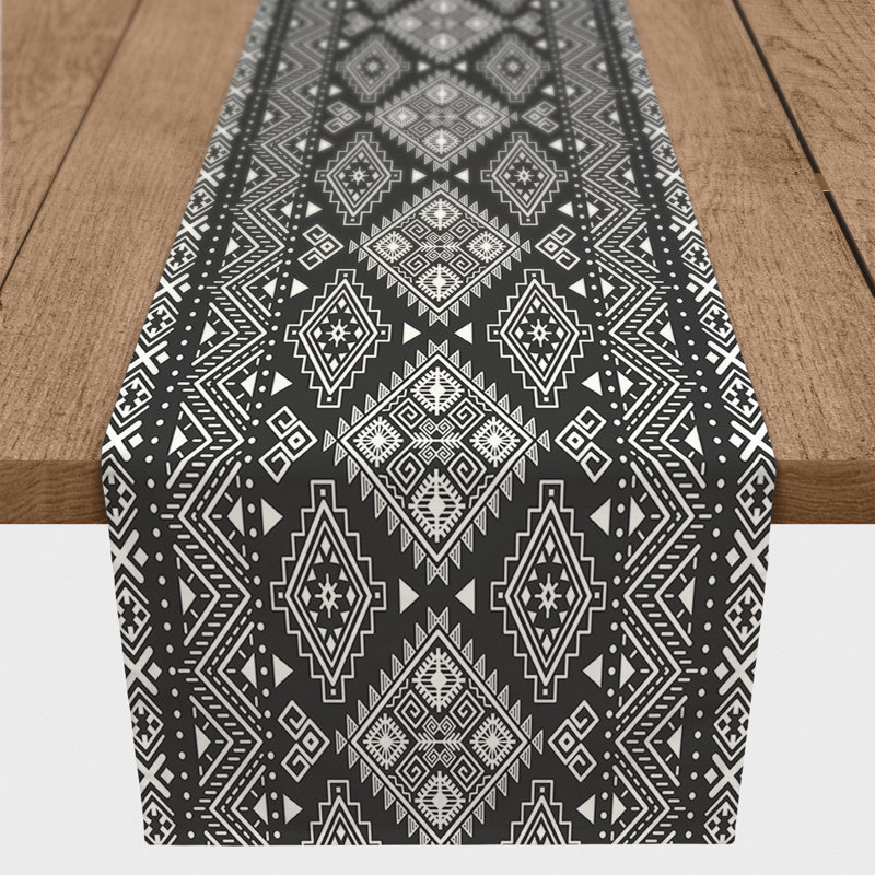 Chemin de table Almontiser, 90 po x 16 po, Noir