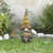 19"H Vintage Gnome Holding Leaf Bird Feeder with Hat for Garden & Lawn