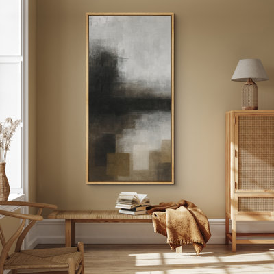 Toile abstraite encadrée, reproduction minimaliste neutre pour décoration murale moderne