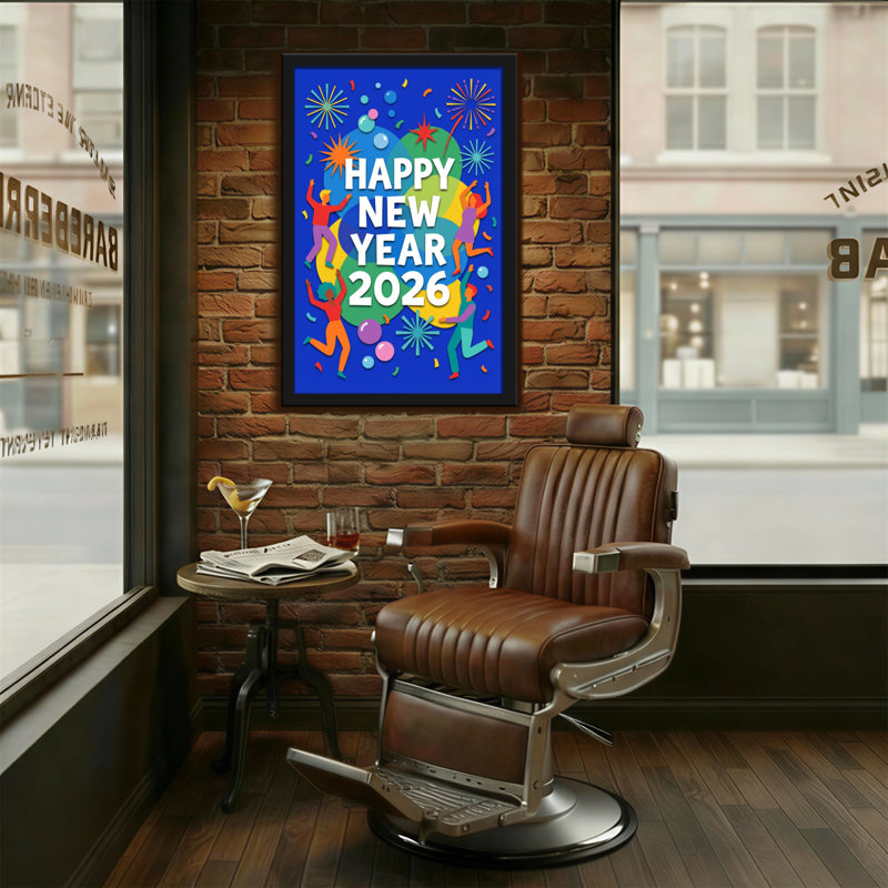 Fashion Happy New Year 2026 Celebration Design, H 18 po x l 12 po