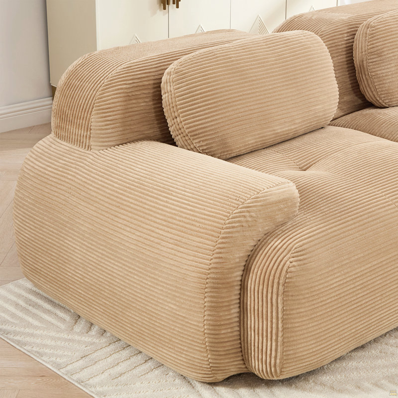 Canapé modulaire en L sans assemblage ergonomique, 3, 27,5 po H x 116,1 po L x 69,2 po P, Chameau