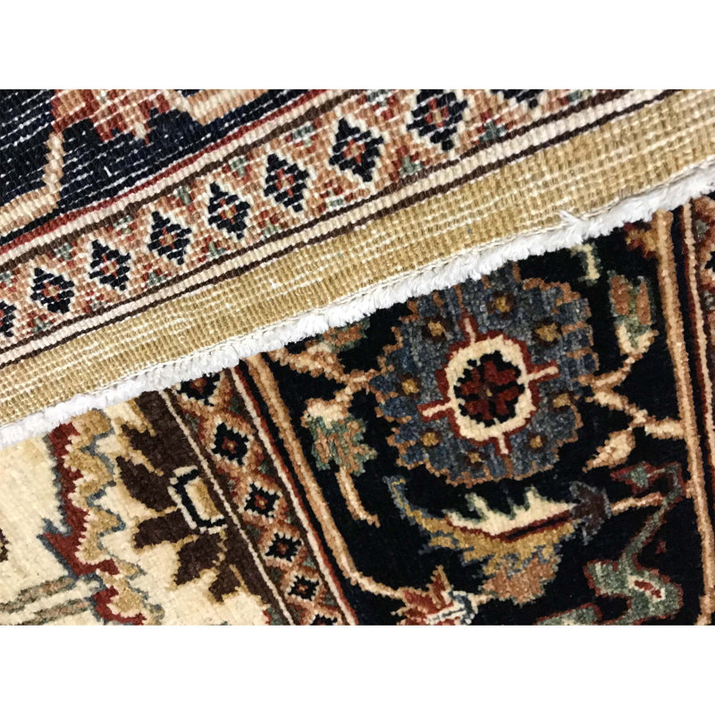 Tapis doré et bleu de haute qualité noué à la main Sultanabad, Rectangle 5 pi 10 po x 8 pi 5 po