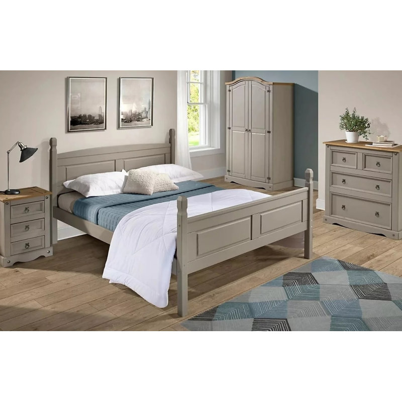 Bridewell Solid Wood Bed, Grey, Double (4'6)