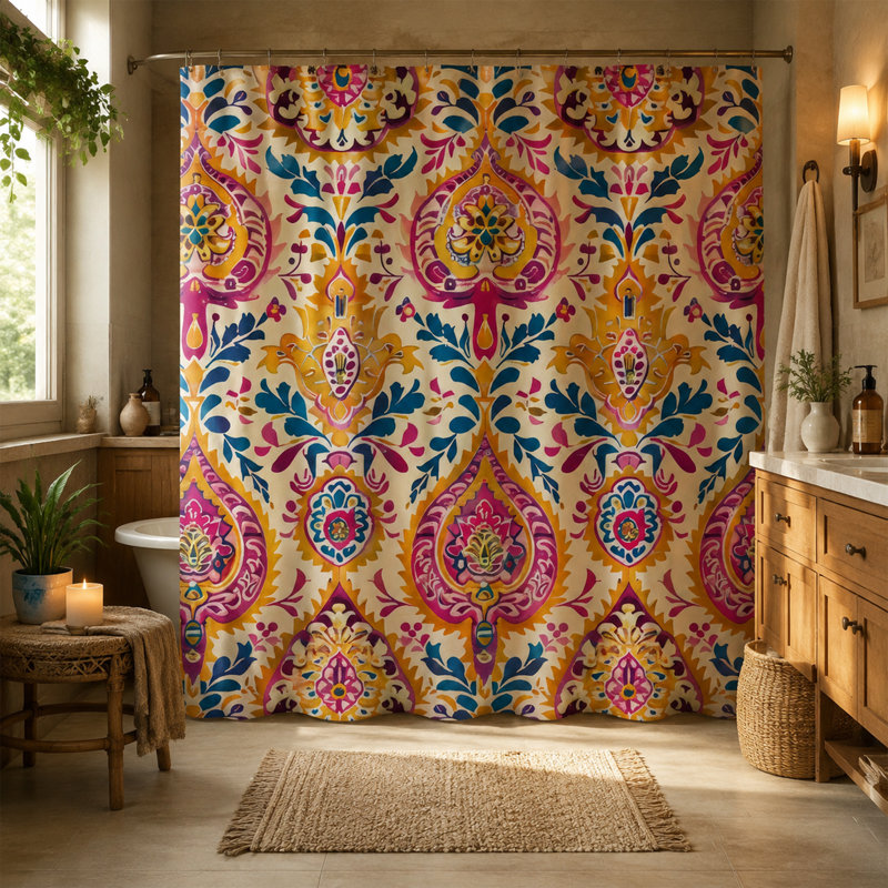 Bohemian Art - Rideau de douche Premium, H 74 po x l 71 po
