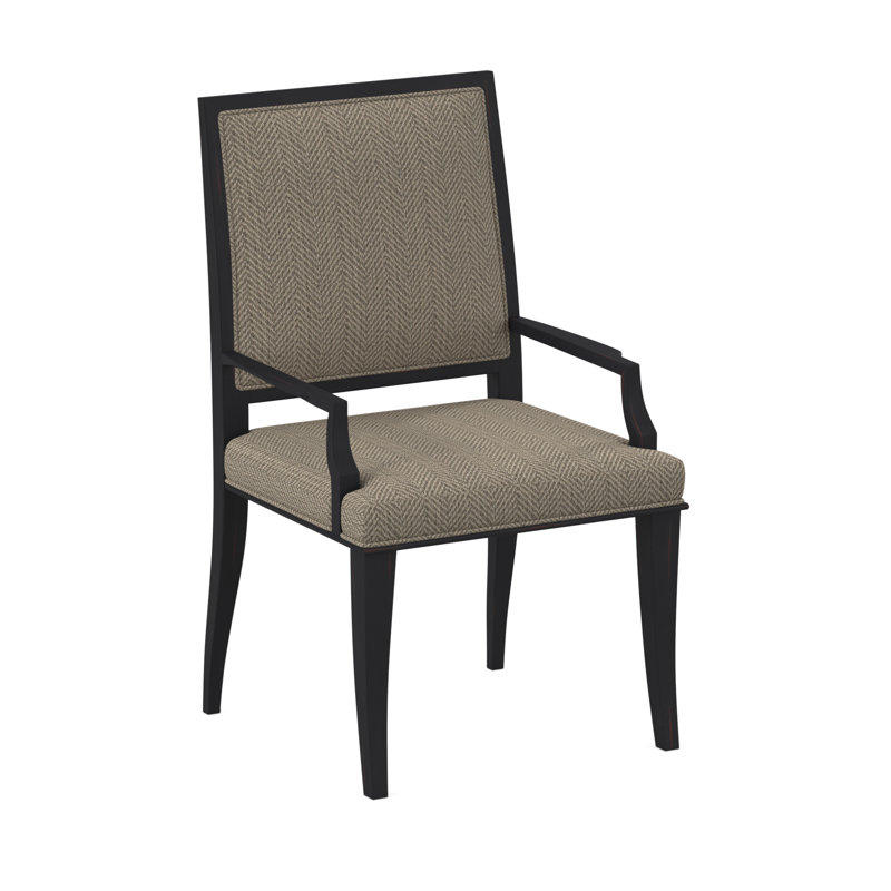 Chaise avec accoudoirs Princeton, Ébène rétro, Écaille de tortue lin