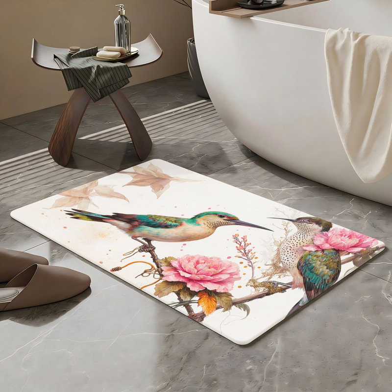 Multicolore tapis de bain aquarelle Hummingbird 20 x 32 pouces pour salle de bain