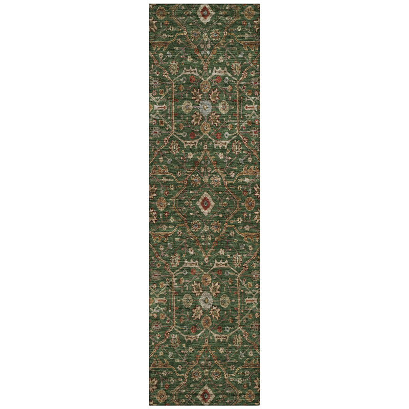 Machine Washable Indoor/Outdoor Chantille ACN1130 Emerald Rug, Runner 2'3" x 7'6"