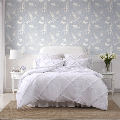 Laura Ashley Norah Solid White Reversible Comforter Set