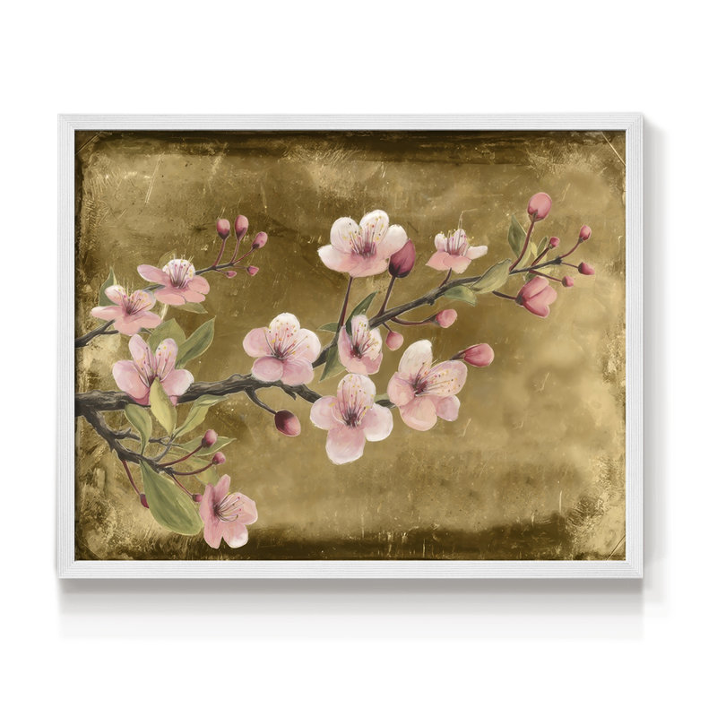 Branche de fleurs II - reproduction encadrée - réarmable, H 22 po x l 28 po, Blanc