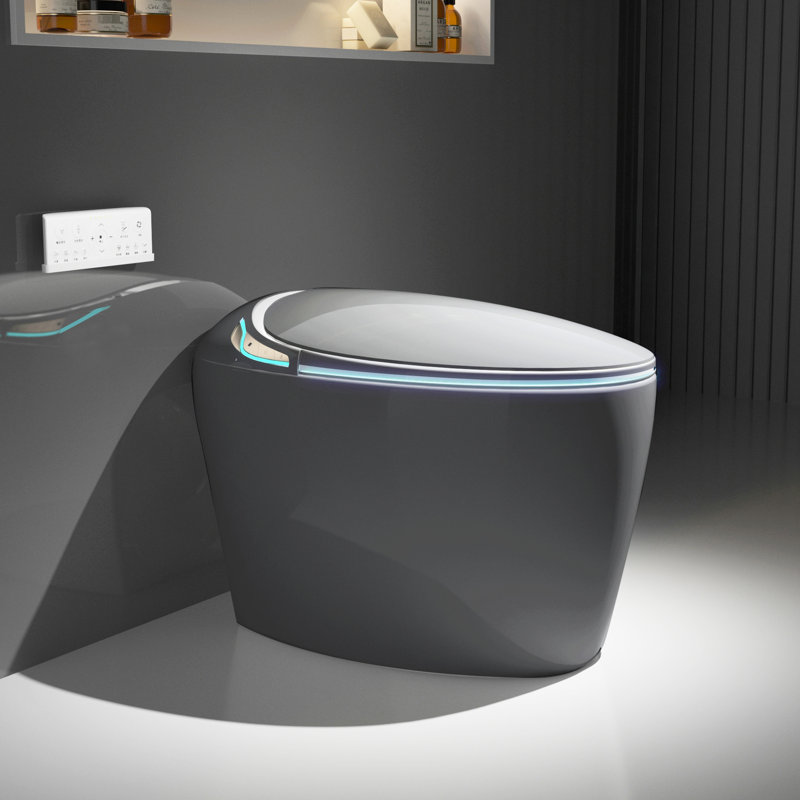 Grey Bathroom Smart Toilet, Auto Seat Actions, Foot Sensor, Heated Option Toilet For Clean Bathroom, Open/Close Seat, Sanitary Product