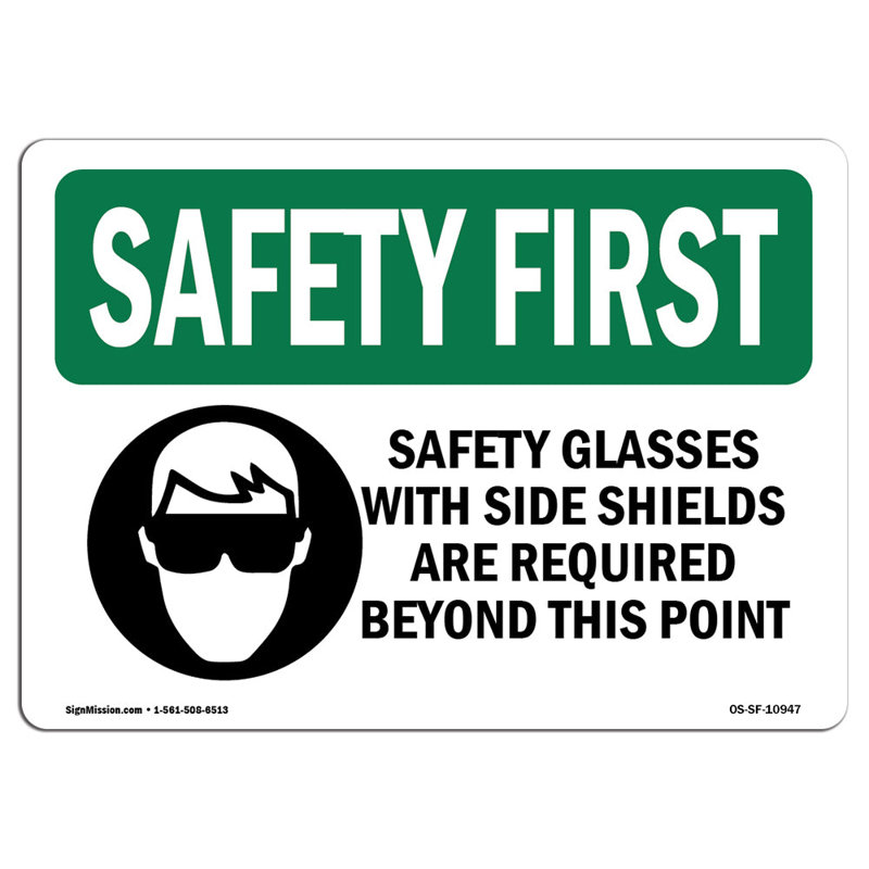 «Safety First Sign», H 12 po x l 18 po x P 0,1 po