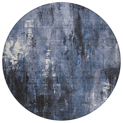 Machine Washable Indoor/Outdoor Cinead ACN1683 Blue Rug