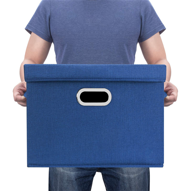 Brayden Studio Fabric Decorative Bin, Navy
