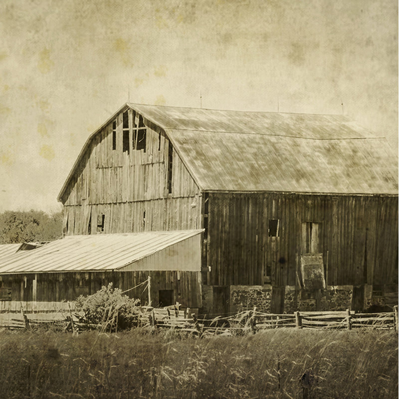 «Old Farm, Old Barn» par Hal Halli, reproduction de photo sur toile tendue, 20 po x 30 p