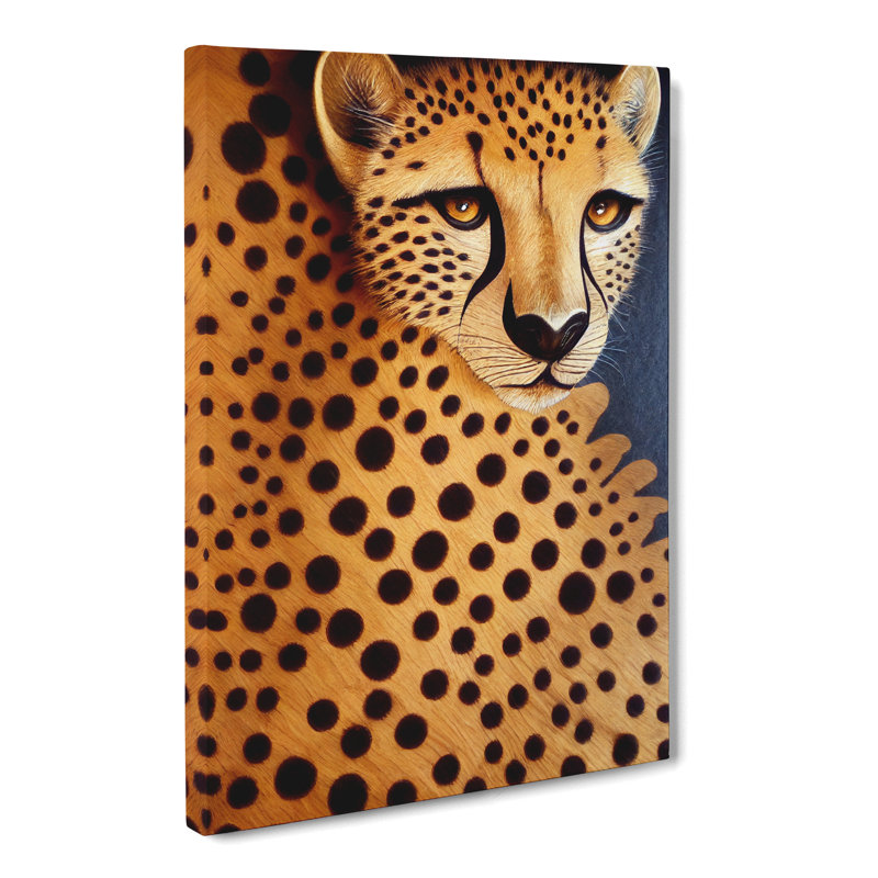 Cheetah Wood Carving - Wrapped Canvas, 50cm H x 35cm W x 3cm D