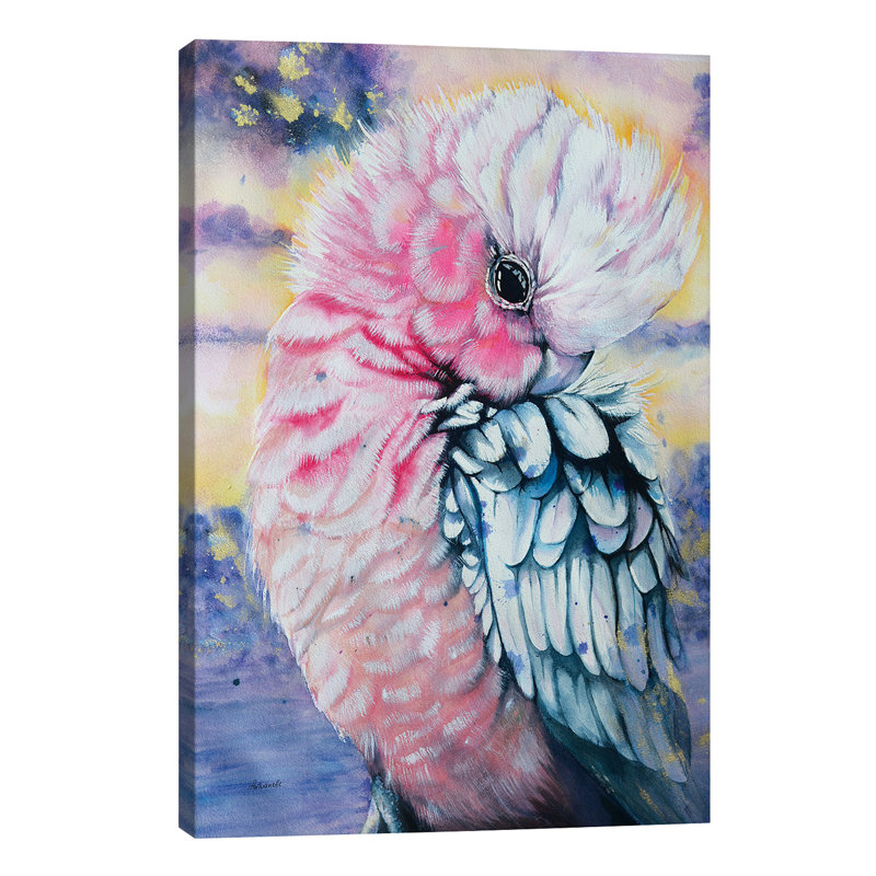 Pink Galah Watercolor by Antuanelle - Wrapped Canvas Painting, 101.6 cm H x 66.04 cm W x 3.175 cm D
