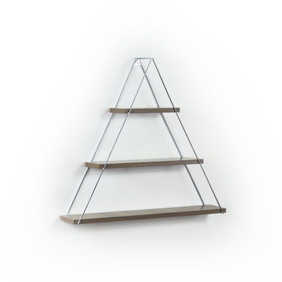 Rustic Wall Mounted Book Shelf - Triangle Design, Solid Wood, Floating Decor, Mounted, Wood
