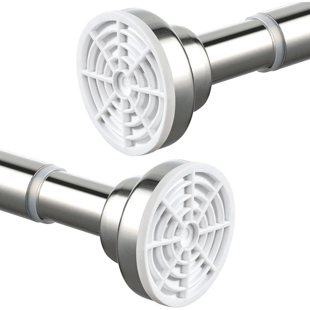 63cm Straight Tension Shower Curtain Pole & Hook Set