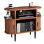 Grand support rond pour platine vinyle avec station de recharge et ports USB, meuble de rangement pour disques, support de platine vinyle de style moderne du milieu du siècle pour chambre ou salon (NOYER)