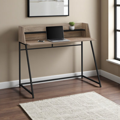 Bureau d'ordinateur à finition taupe avec rehausse Azura