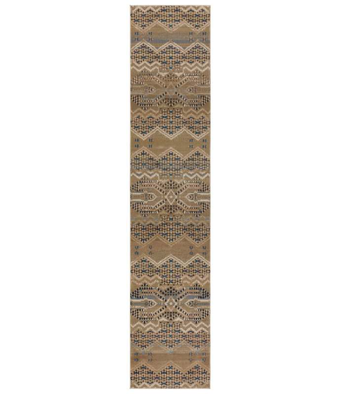Tapis marocain brun clair, Tapis de couloir 2 pi 6 po x 12 pi