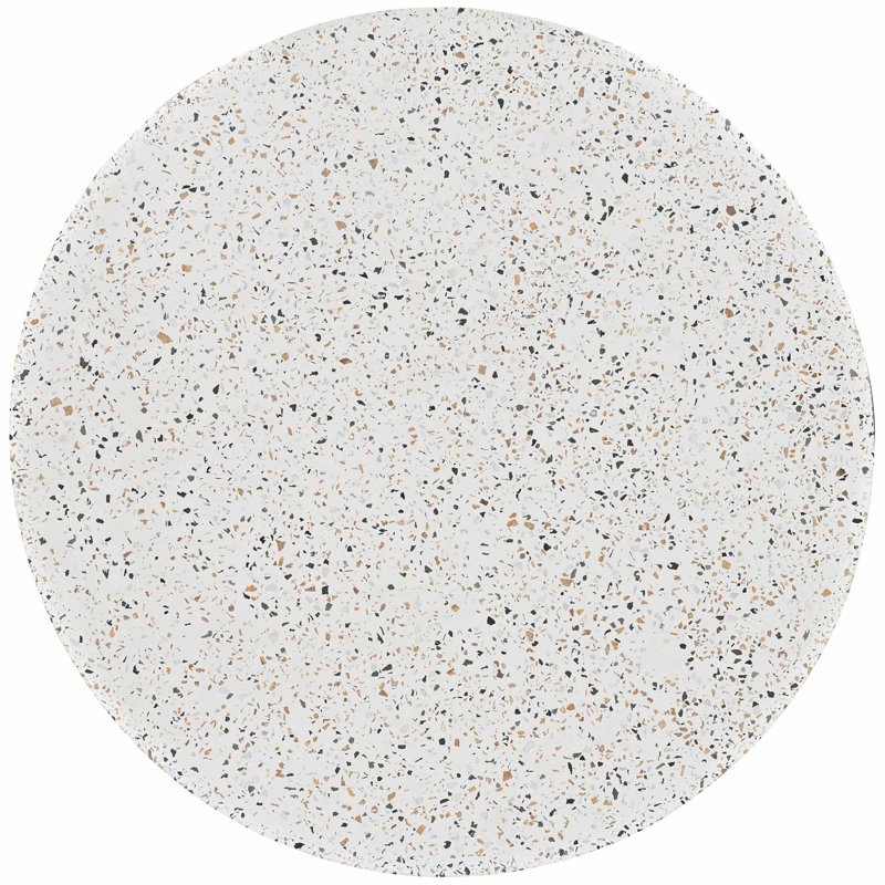 Luxurious White Terrazzo Round Side Table with Protective Top Coat