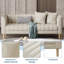 Canapé 83 po en similicuir 83 places avec coussins et pieds en bois, beige