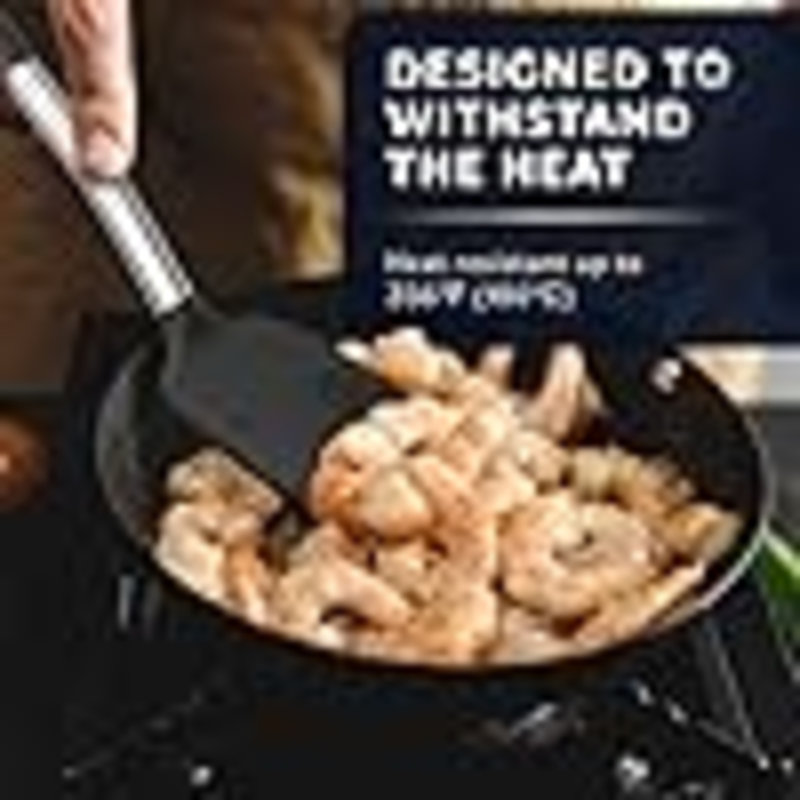 Ensemble de spatules en silicone avec poignées ergonomiques - Ensemble d'ustensiles de cuisine antiadhésifs sans BPA en acier inoxydable résistant aux hautes températures