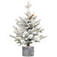 Arbre de Noël floqué avec lumières DEL blanc chaud, pommes de pin et base de pot