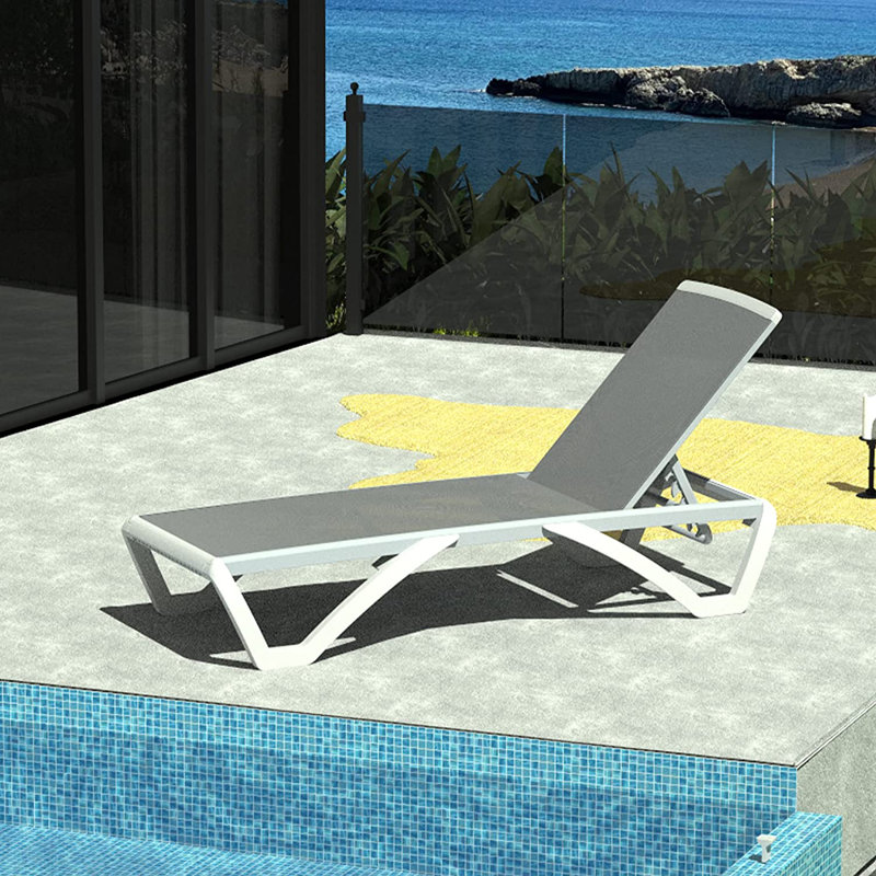 Colerain Outdoor Metal Chaise Lounge with Adjustable Positions, Gray