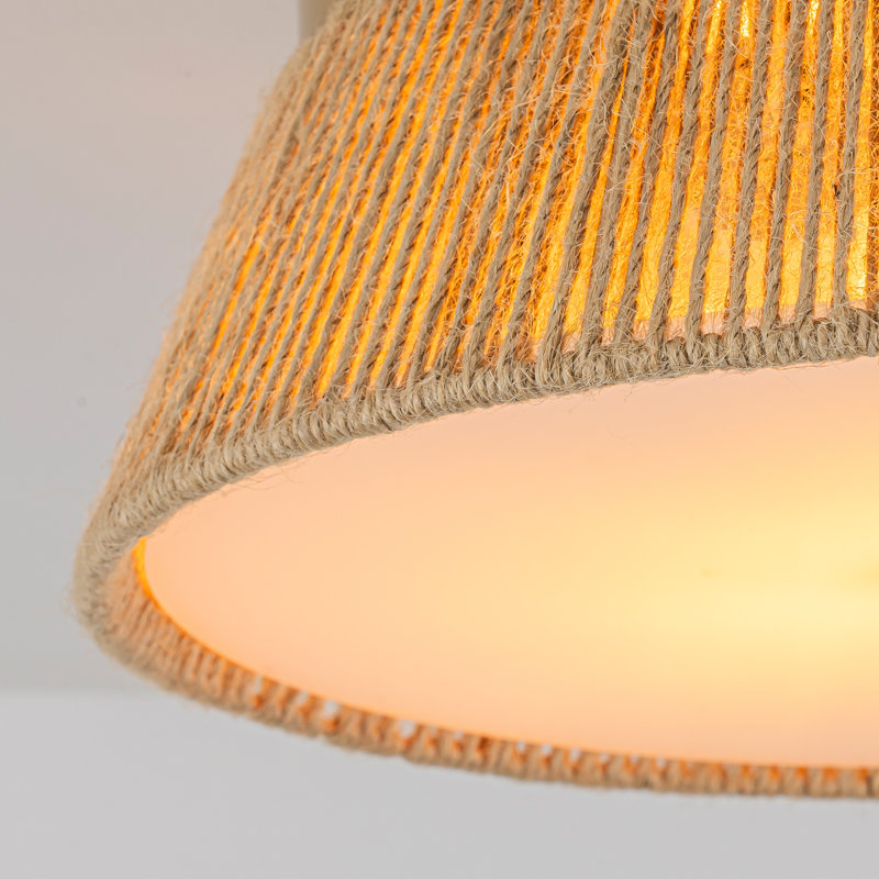 2-Light Boho Brown Hemp Rope Shade Flush Mount